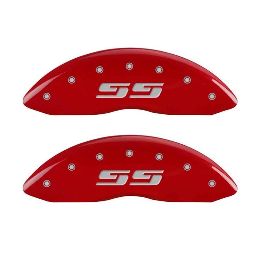MGP Caliper Covers 14207FSS3RD Red Powder Coat Finish, Silverado Silver Characters, Set of 2