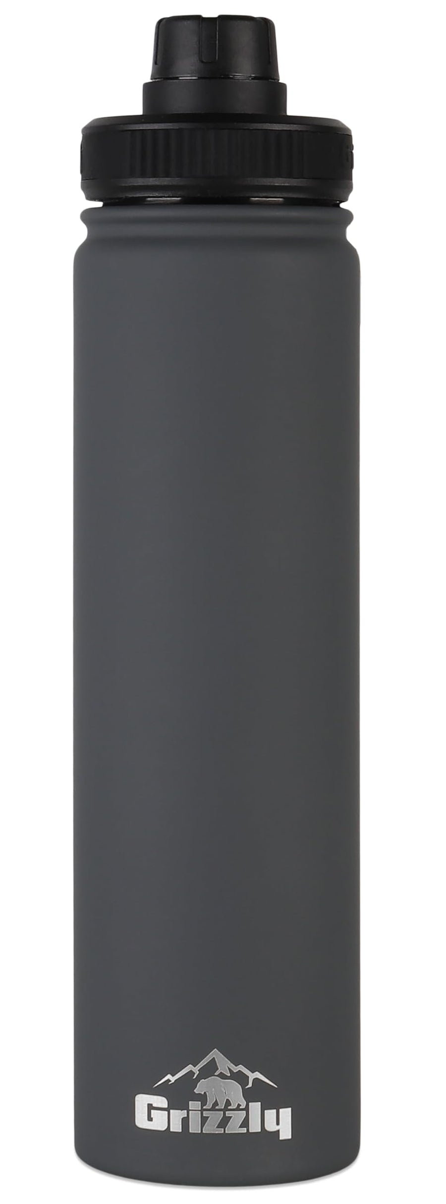 20oz Grizzly Water Bottle | Vacuum Insulated | Leak Resistant Lid | Stainless Steel | For Gym Hiking Beach Camping Sports | Stealth Gray
