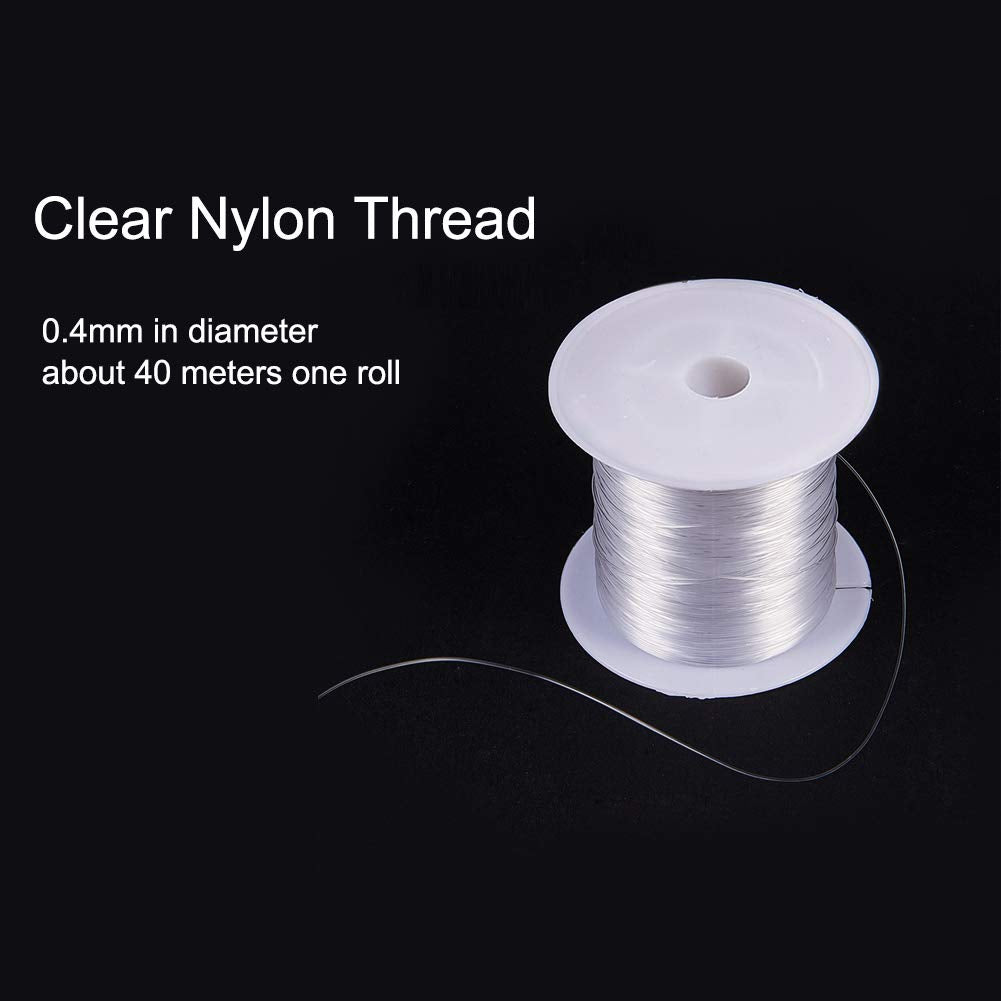 40 Yards JEWELEADER Clear Invisible Craft Nylon Thread 0.4mm Monofilament Fishing Line Bead String Cord for Gemstone Jewelry DIY Making Bracelet Hanging Decoration Sewing Quilting Hair Weaving