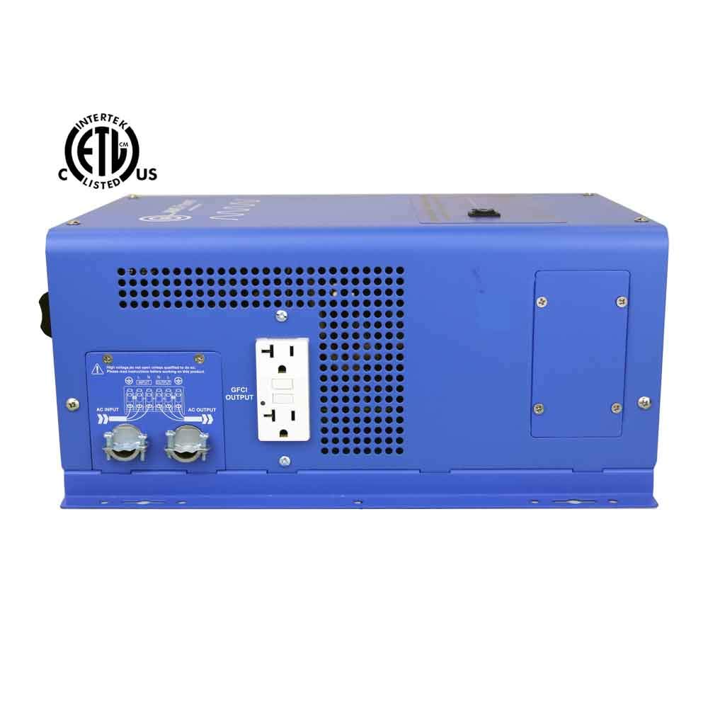 2000 Watt AIMS Power 12 VDC Pure Sine Inverter Charger 120 VAC Output 70A Charger 30A Transfer Switch ETL Cert to UL458 Standards PICOGLF20W12V120V