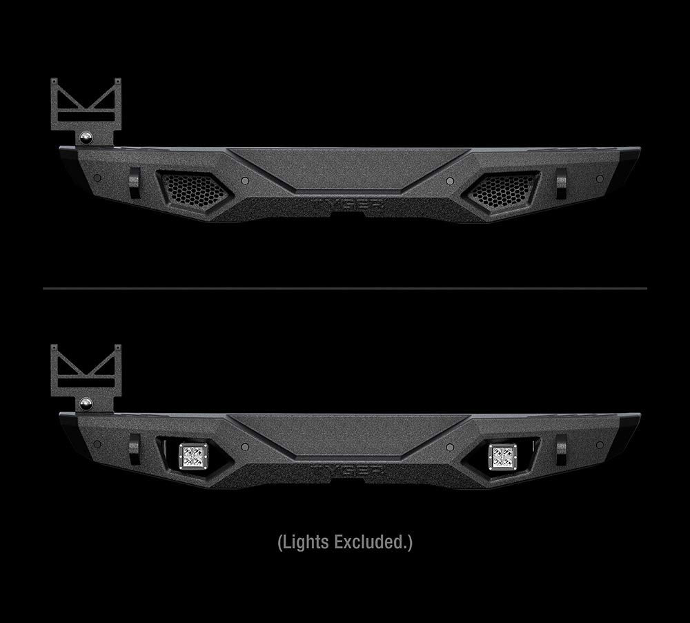 Tyger Auto TG-BP9J81198 Rear Bumper Tyger Fury with D-Ring Mounts Textured Black Compatible with 2018-2026 Jeep Wrangler JL (Not for JK)