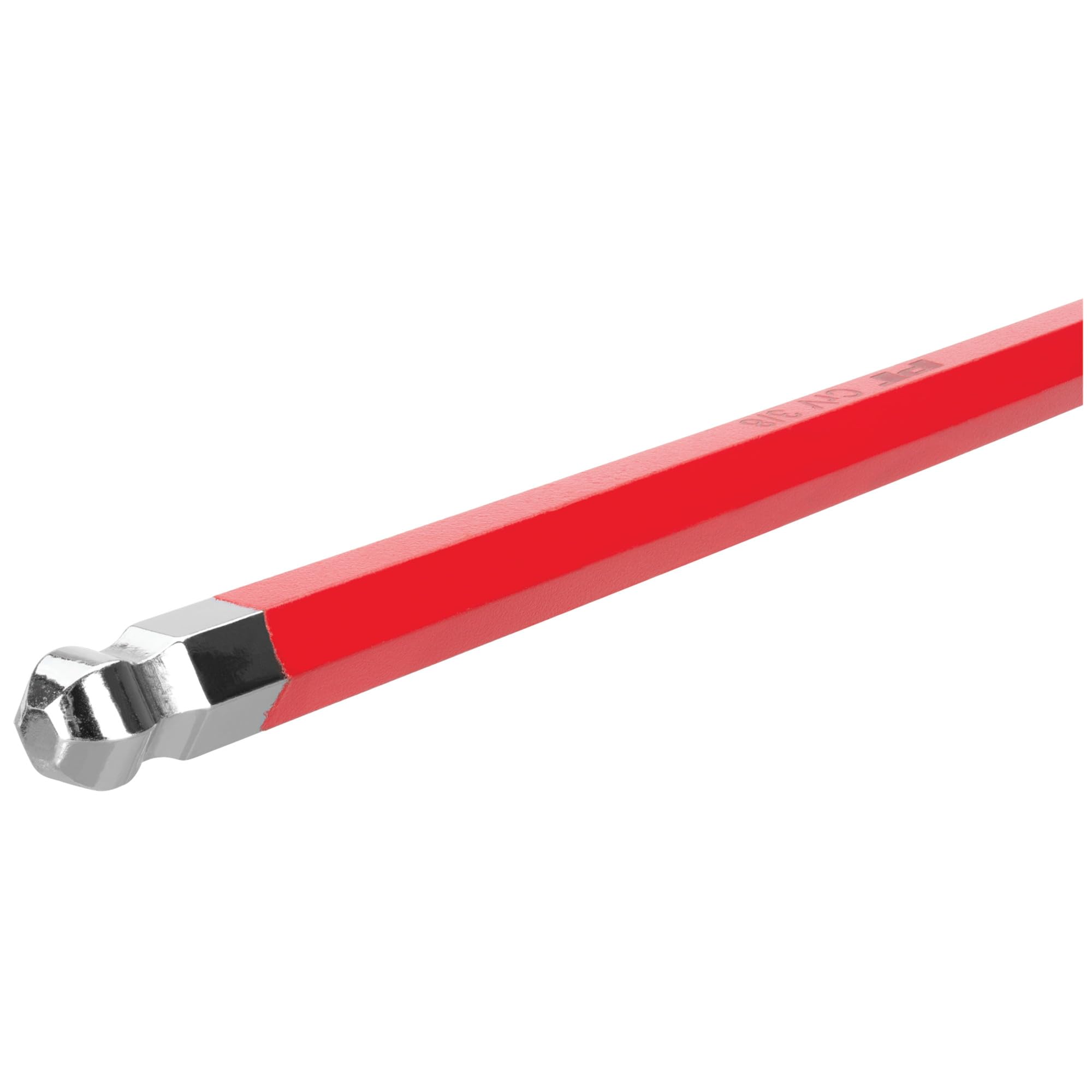 W80202 Performance Tool 13 Pc. SAE Long Arm Hex Key Set - Ball End for Angled Use, Powder-Coated, Storage Rail, Laser-Etched, Red