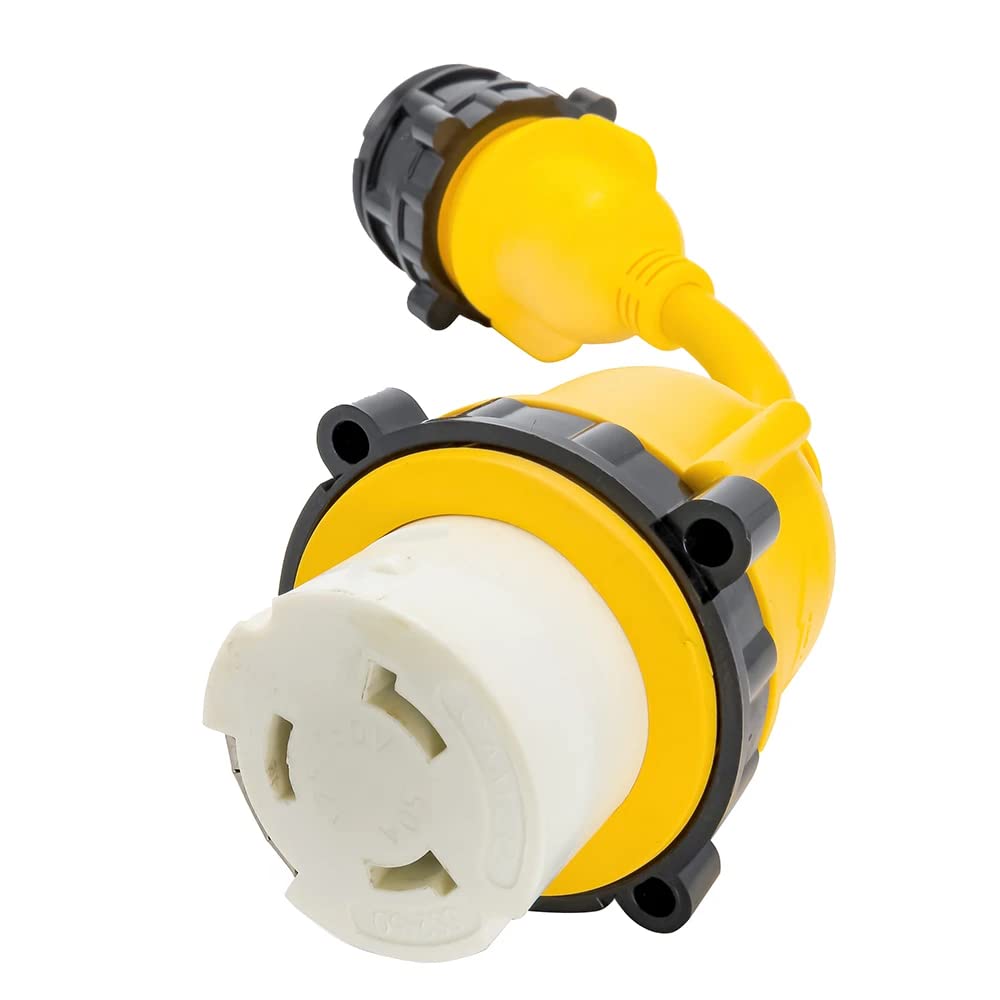 Camco 12" PowerGrip Electrical Adapter - 30 Amp Male Locking End to 50 Amp Female Locking End (55615)