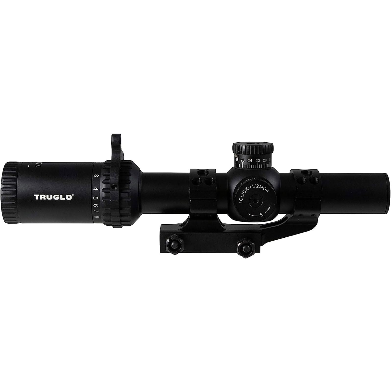 Omnia TRUGLO Tactical Hunting Shooting Durable Fogproof Shock Resistant 30mm One-Piece Aluminum Tube Illuminated All Purpose Tactical Reticle Riflescope | Flip-Up Lens Cap Included | 8 1-8X24 30MM