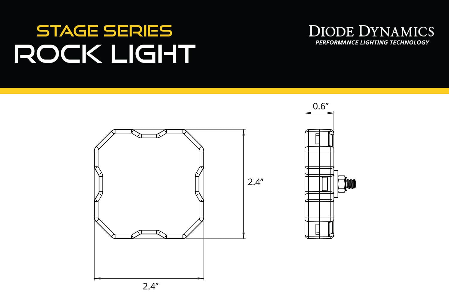 Stage Series Diode Dynamics SXS Rock Light Installer Kit, RGBW M8 w/Controller (4-Pack)