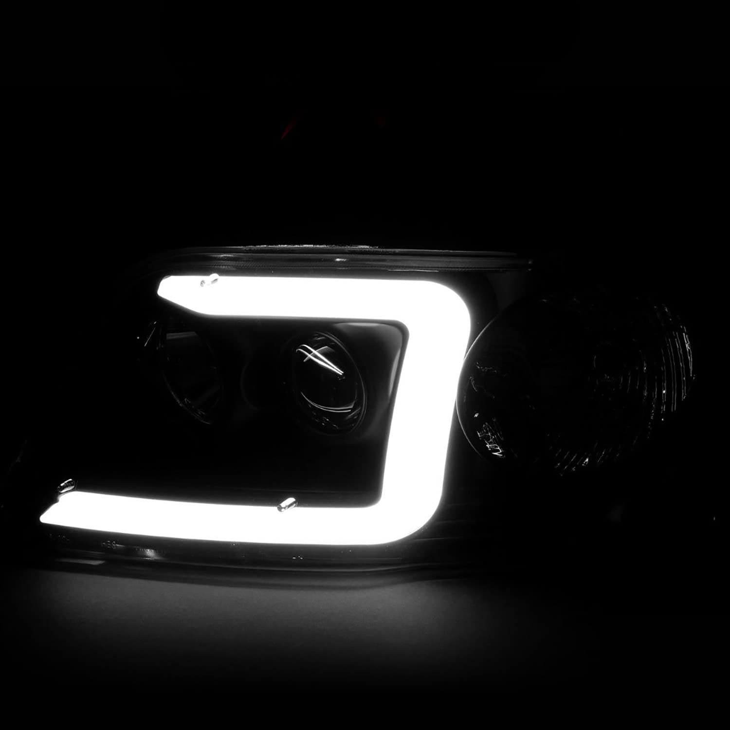 1997-2003 Ford F-150 ANZO (111503) Projector Headlights w/Light Bar Black Housing