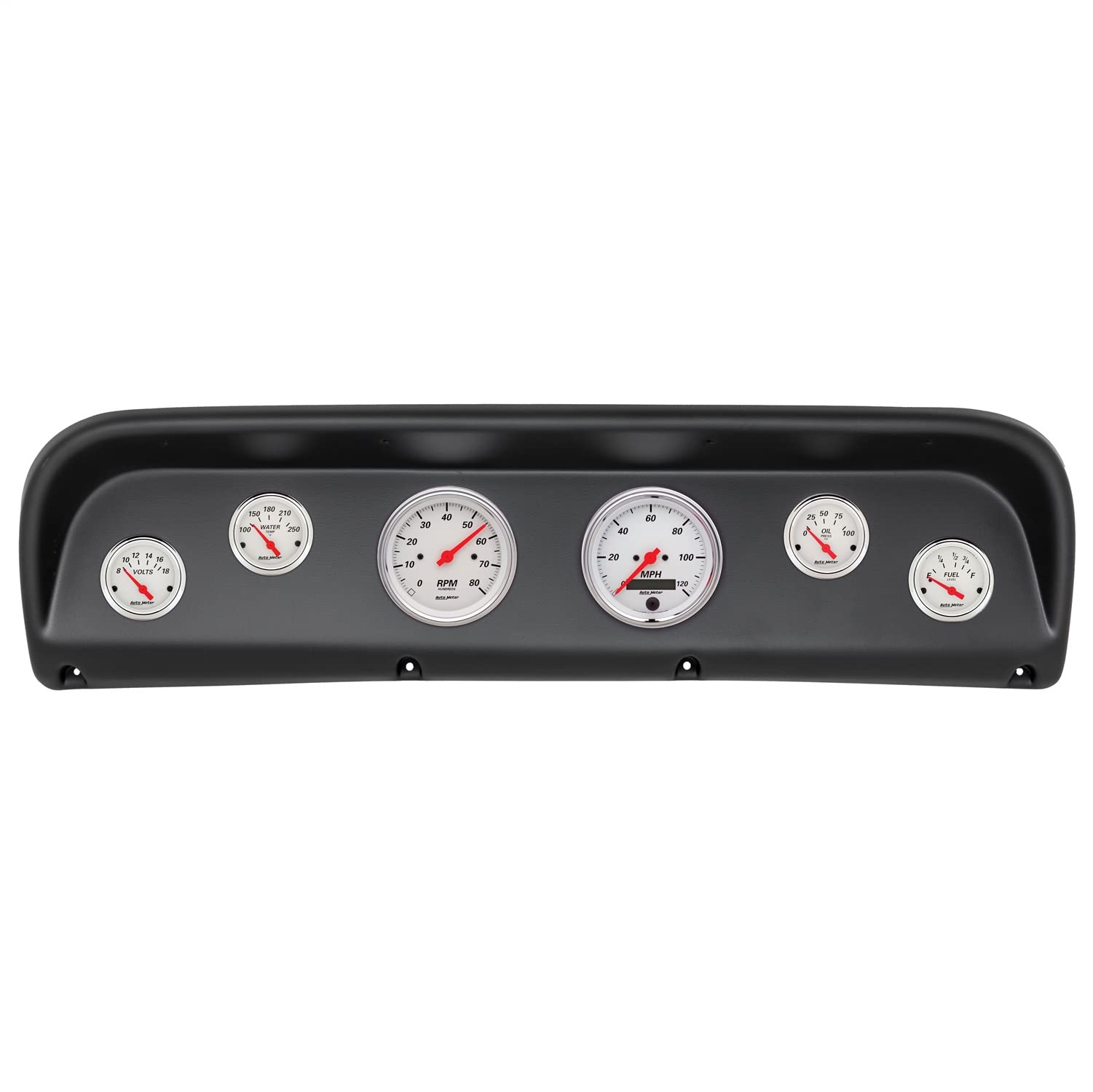 AutoMeter Dash Kit Direct Fit, Ford Truck 67-72, Tach/Mph/Fuel/Oilp/Wtmp/Volt, Arctic White (2145-03)