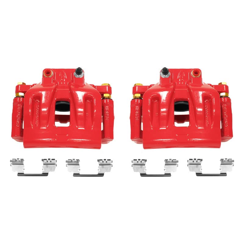 Power Stop S4968A Front Pair of High-Temp Red Powder Coated Calipers for Chrysler 300 2012-2020, Dodge Challenger 2012-2021, Dodge Charger 2012-2021 [Model Specific]