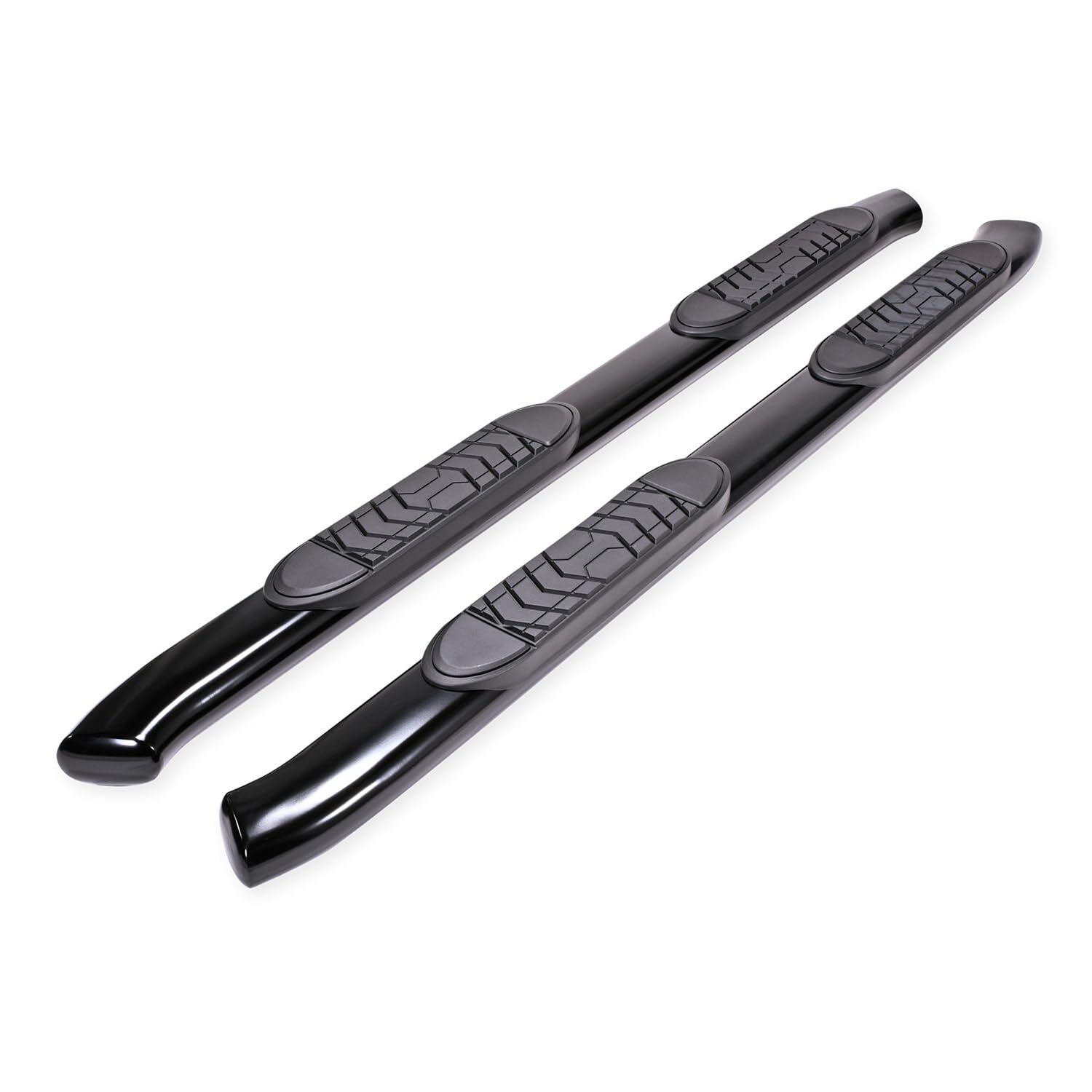 Nerf Bar TrailFX A7063B Fits Chevy Silverado 1500 Crew Cab 2007-2018 Oval 5 Inch Black Powder-Coated Steel Side Step Running Boards 300lb Capacity No-Drill Installation
