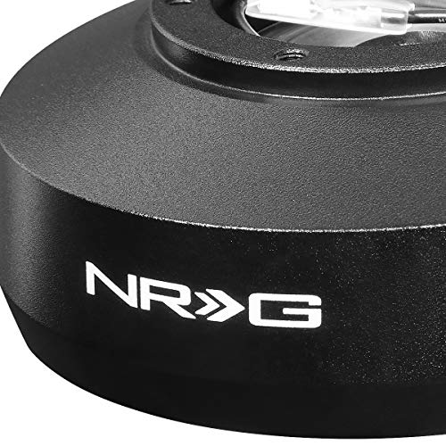 NRG Innovations Short Hub Racing Steering Wheel, Lockable Aluminum Steering Shaft, 6x70mm Bolt Pattern Quick Release Adapter Unit, Compatible With 92-97 Ford F150/ F250/ F350, Black, NRG-SRK-161H