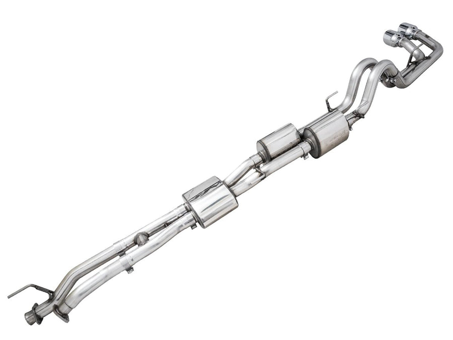 0FG AWE Exhaust with BashGuard for 3rd Gen Tacoma - Dual Chrome Silver Tips (3015-32826)