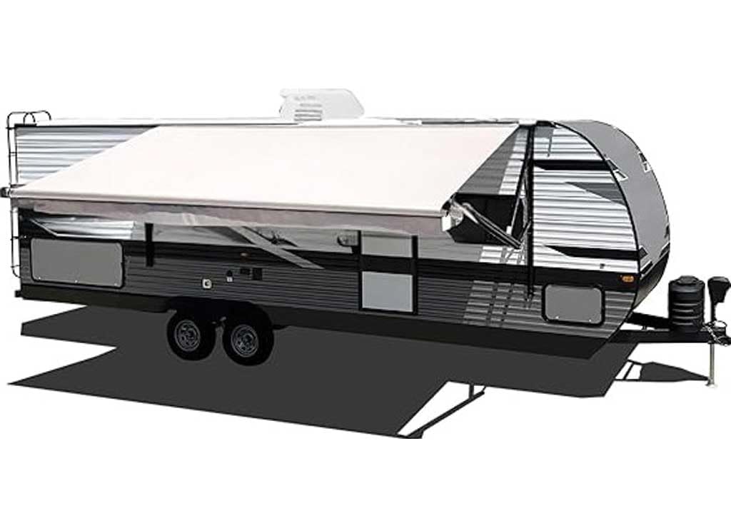 20' Velarium RV Canopy/Roll Tube White Complete Canopy with 12V LED Light, Sewn Seams, Available Lengths from 10' to 22' - RVs, Tailgating, and Outdoor Events with Reliable Coverage
