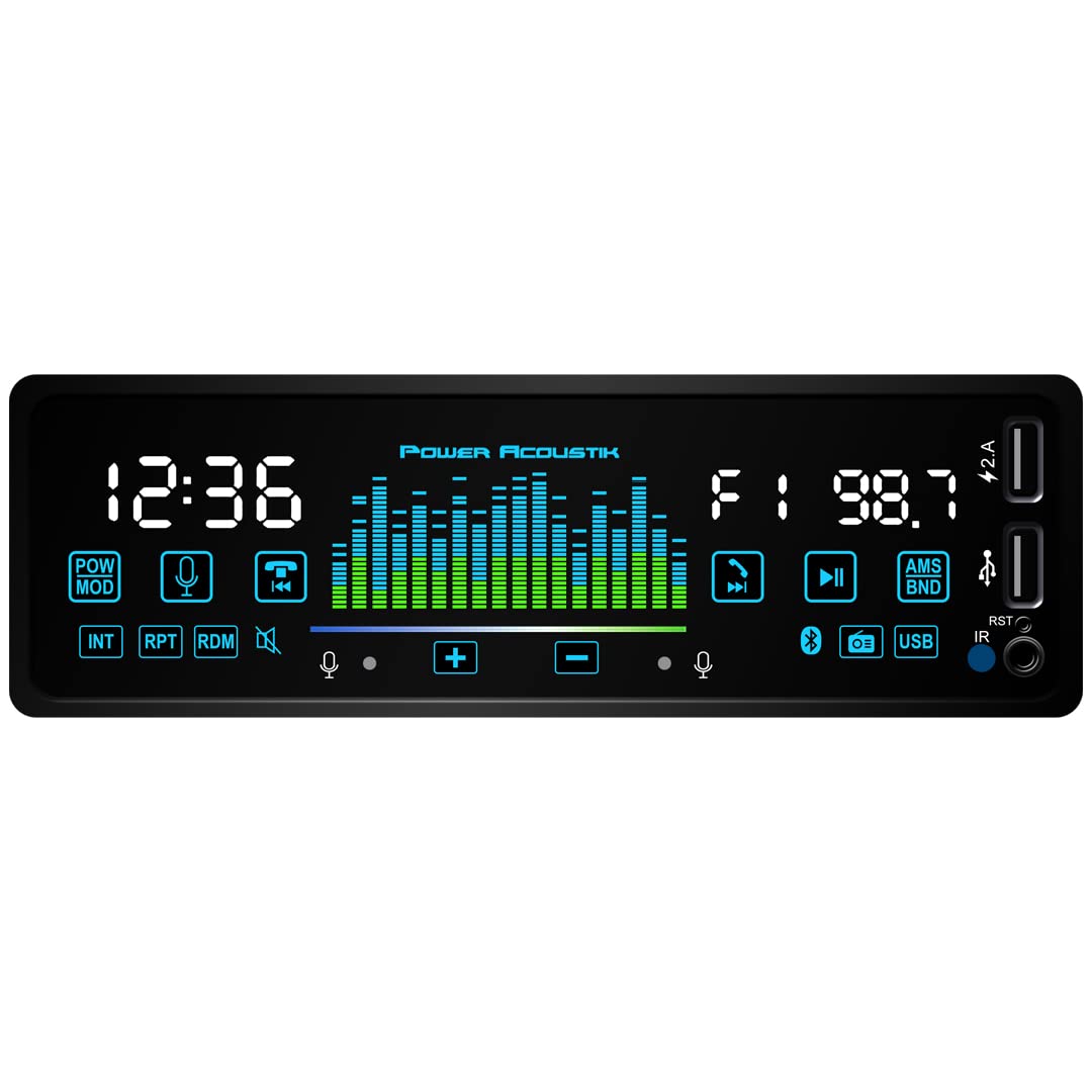 Single Din Power Acoustik PL-60MB MP3 Car Stereo, Touch Panel, Google Voice Control, Hand Motion, Bluetooth, 1 Din USB AUX