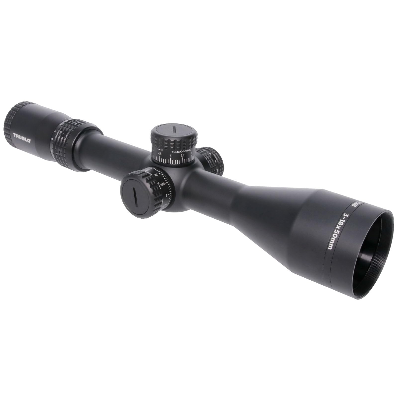 TX6 TRUGLO FFP Tactical Hunting Shooting Durable Waterproof Fogproof Shock Resistant One-Piece 30mm Aluminum Tube Illuminated MRAD Mil-Dot Reticle Riflescope | 3" Sunshade Included | 3-18 x 50mm