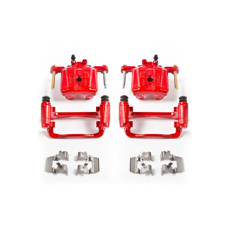 Power Stop Pair of High-Temp Red Powder Coated Rear Calipers For Mitsubishi Eclipse 2006-2012, Mitsubishi Galant 2007-2009 [Model Specific]