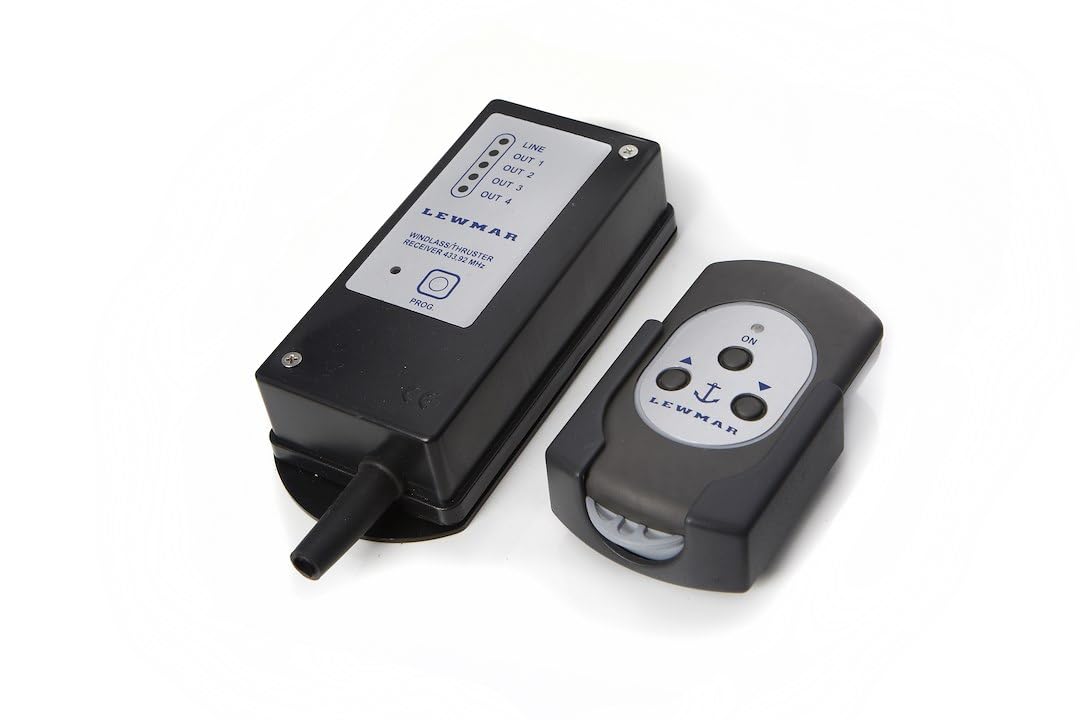 Lewmar Wireless Remote Kit 3-Button Windlass – High-strength, glass-reinforced construction and high-density rubber gasket; includdes 3 meter connecting cable, watertight deck fitting, support bracket