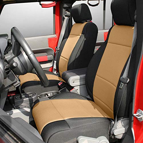 Seat Cover Kit, Black/Tan | Rugged Ridge | 13297.04 | Fits 2011-2018 Jeep Wrangler JKU 4-Door