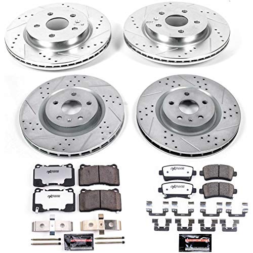 Power Stop K6188-26 Z26 Carbon Fiber Brake Pads Front and Rear with Drilled & Slotted Brake Rotors Kit For Buick Regal 2012-2013 [Model Specific]