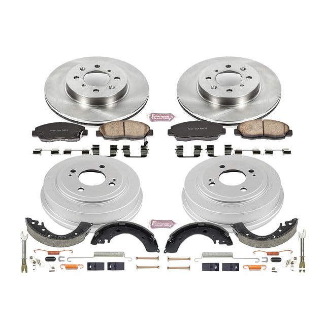 Power Stop Autospecialty KOE15086DK Front and Rear Replacement Brake Kit-OE Brake Drums & Ceramic Brake Pads For Honda Civic 1996-2001 [Model Specific]