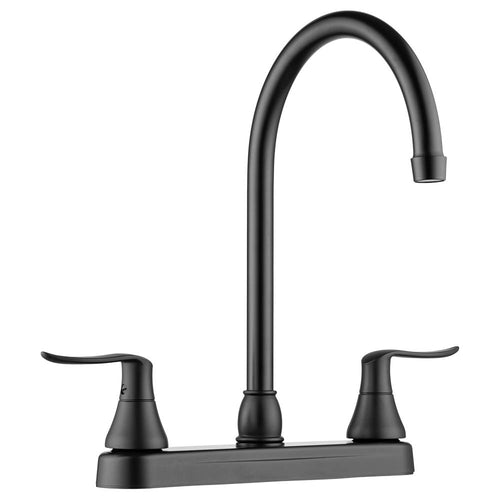 Dura Faucet RV DF-PK330HLH-MB Elegant J-Spout Swivel Kitchen Sink Faucet - Two Handle (Matte Black)