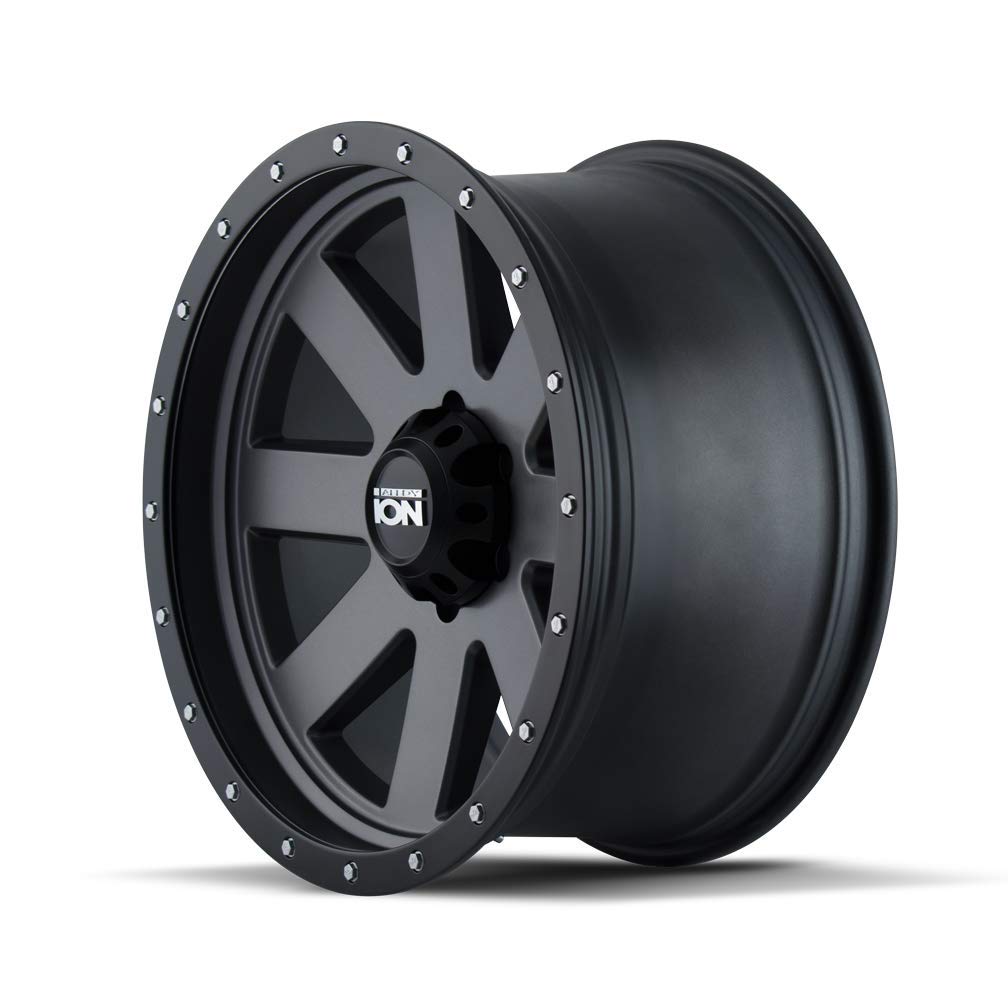 134 Ion Wheels Matte Gunmetal/Black BEADLOCK Wheel with Alloy Steel (17 x 8.5 inches /6 x 83 mm, -6 mm Offset)