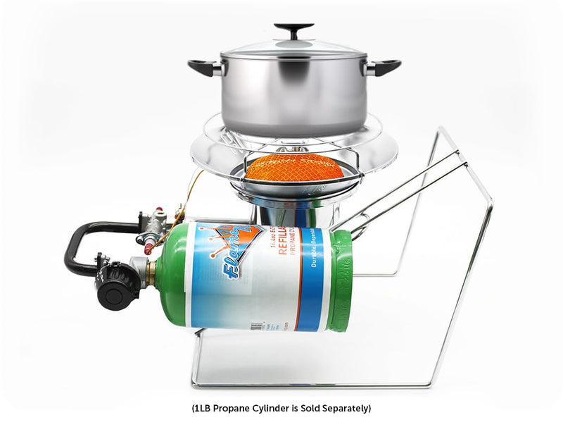 Flame King Multi-Use FK-AD010CGA Portable Propane Heater/Cooker 15,000 BTU for Camping, Ice Fishing, and Backpacking Trips, Silver