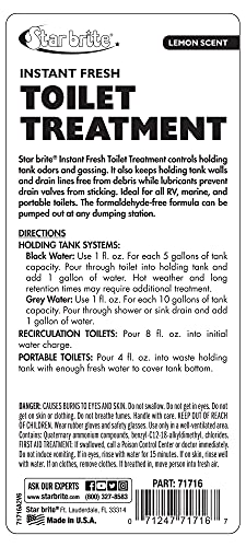 Instant Fresh STAR BRITE Toilet Treatment Concentrate - Eliminates & Prevents Holding Tank Odors - Biodegradable Lemon Scent - 16 OZ (071716)