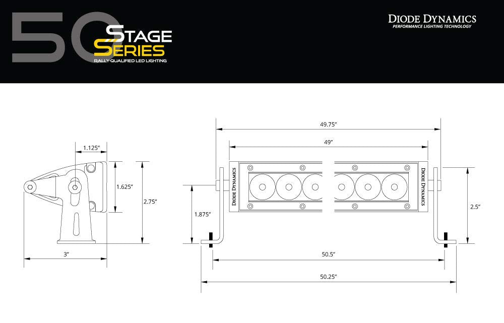 50in Diode Dynamics Stage Series Amber Light Bar, Combo