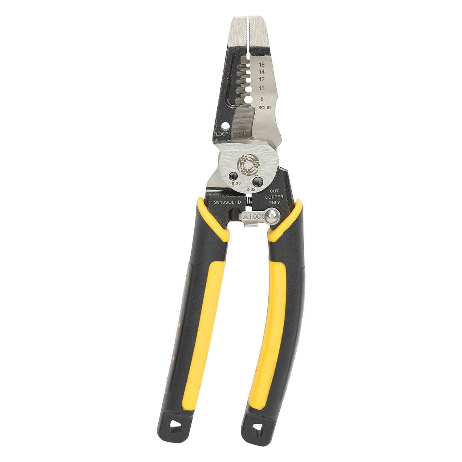 65028140 Southwire Tools & Equipment S816SOLHD Forged Wire Stripper: Strips 8-16 AWG SOL And 10-18 AWG STR; Shears 6-32 & 8-32 Bolts; Linesman Head; Heavy Duty Forged Steel