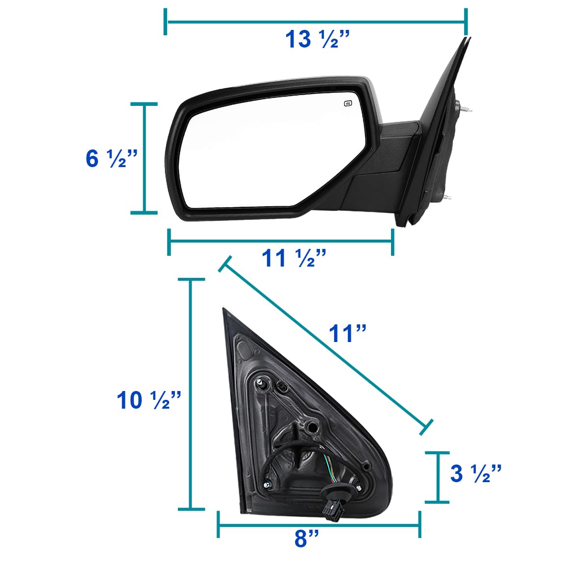 Spec-D Tuning Power Heated Left Driver Side Mirror w/Driving + Puddle Light Compatible with 2014-2018 Chevy Silverado, GMC Sierra