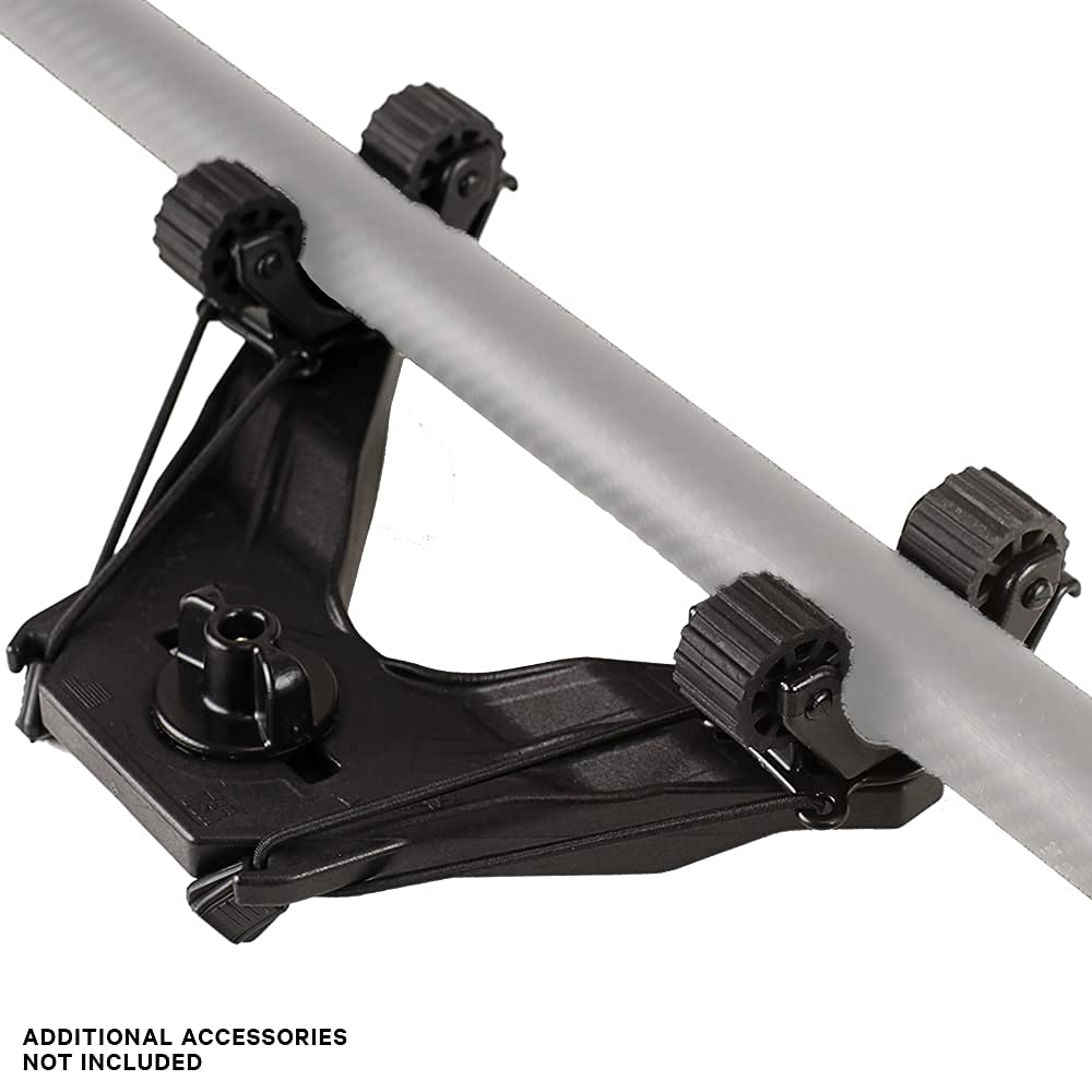 YakAttack DoubleHeader with Paddle Holders Dual RotoGrip | Offset Kayak Paddle Holder | Multi-Accessory Track Mount | Includes SnapNStrap Tethers | Compatible with GearTrac & Most Kayak Tracks