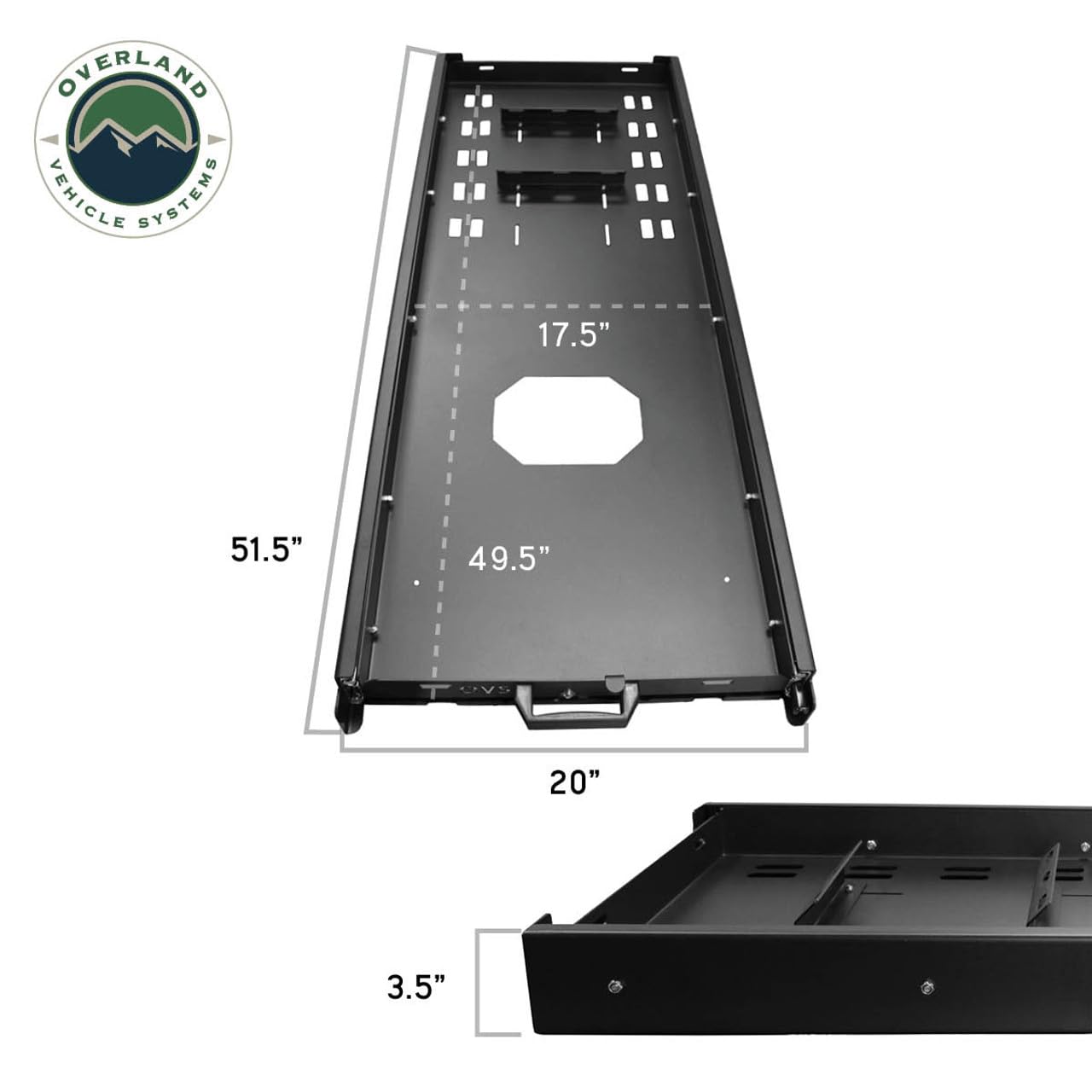 Heavy Duty Overland Vehicle Systems Fridge Slide - Weather Resistant Black Powder Coat Universal Fitment - Aircraft Grade Aluminum and Stainless Steel Hardware