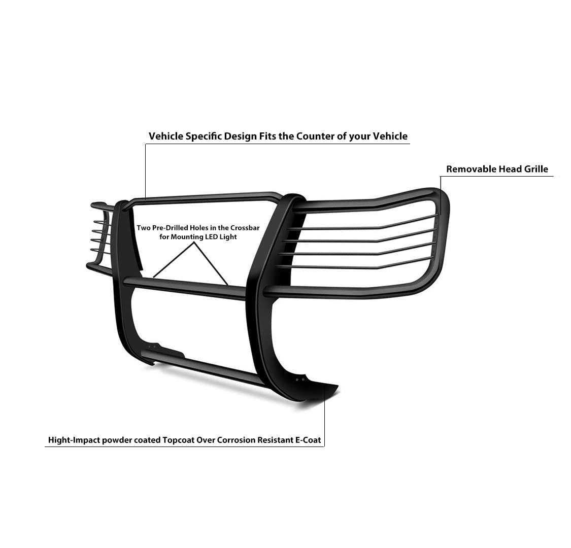 Bumper Guard Modular Black Black Horse Grille brush Compatible with 2017-2024 Nissan Titan(Excl. Titan XD models)-17NR27MA