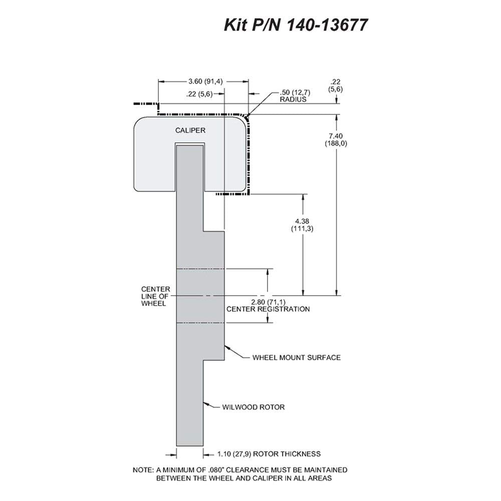 Rear P-Brk Kit, FNSL4R, 12.88", Drilled