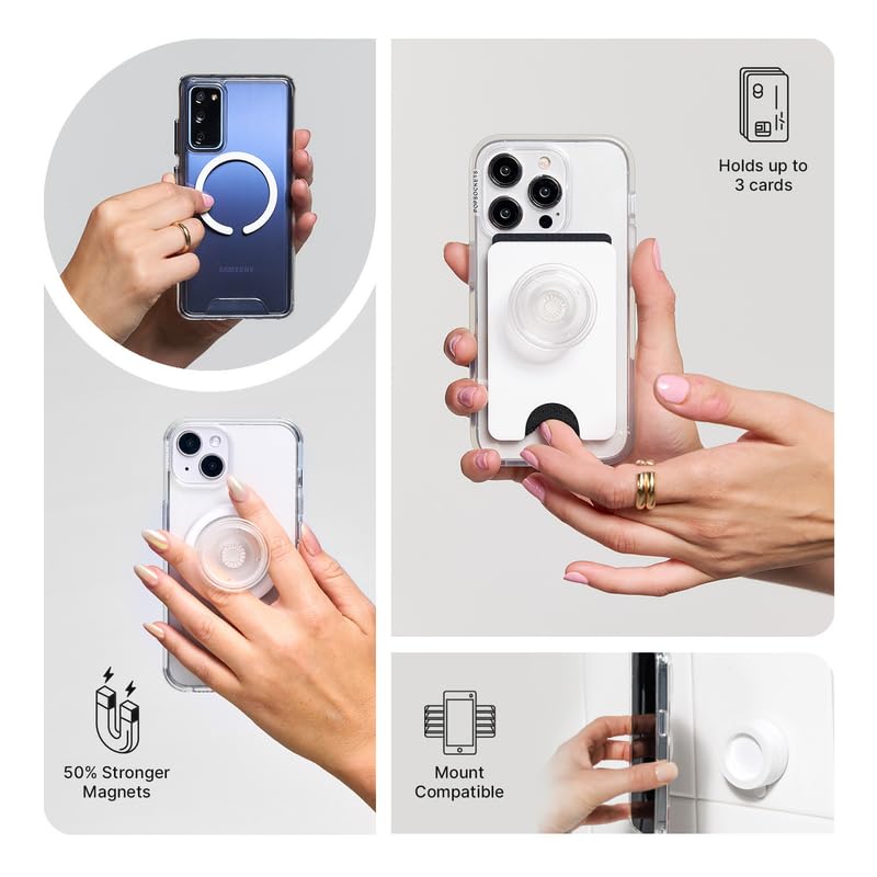 iPhone 14 Case PopSockets with Phone Grip and Slide Compatible with MagSafe, Phone Case for iPhone 14, Wireless Charging Compatible - Transluscent Black
