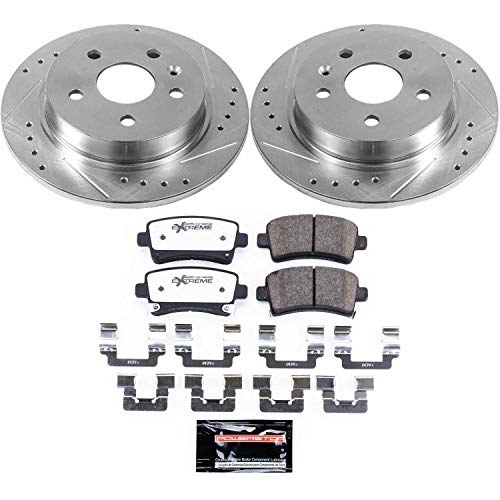 Power Stop K5531-26 Z26 Carbon Fiber Brake Pads Rear with Drilled & Slotted Brake Rotors Kit For Buick LaCrosse, Buick Regal, Chevrolet Malibu, Chevrolet Malibu Limi, Saab 9-5 [Model Specific]