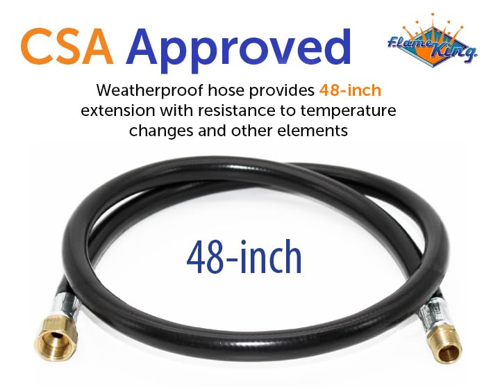 48-inch Flame King Propane Thermo Plastic Hose Assembly, 3/8-inch ID, 3/8-inch MPT X 1/2-inch Female Flare, for RVs and Travel Trailers