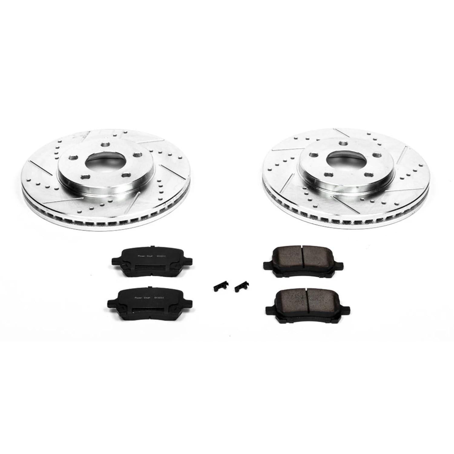 Power Stop K3116 Z23 Carbon Fiber Brake Pads with Drilled & Slotted Brake Rotors Kit For Chevrolet HHR 2006-2007 [Model Specific]