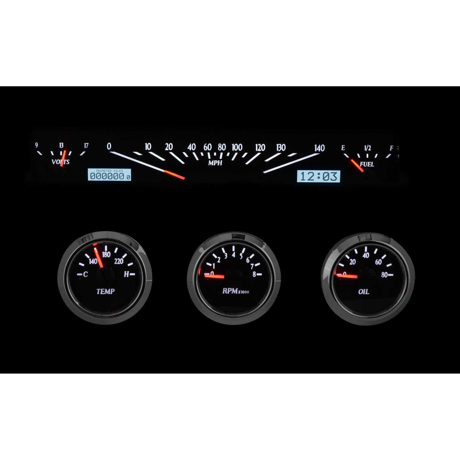 Dakota Digital 61 62 Chevy Impala El Camino VHX-61C-IMP-K-W Analog Dash Gauges Black Alloy White