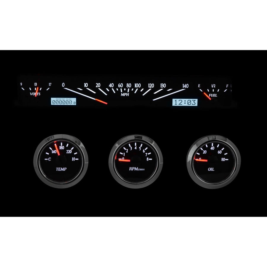 Dakota Digital 61 62 Chevy Impala El Camino VHX-61C-IMP-K-W Analog Dash Gauges Black Alloy White