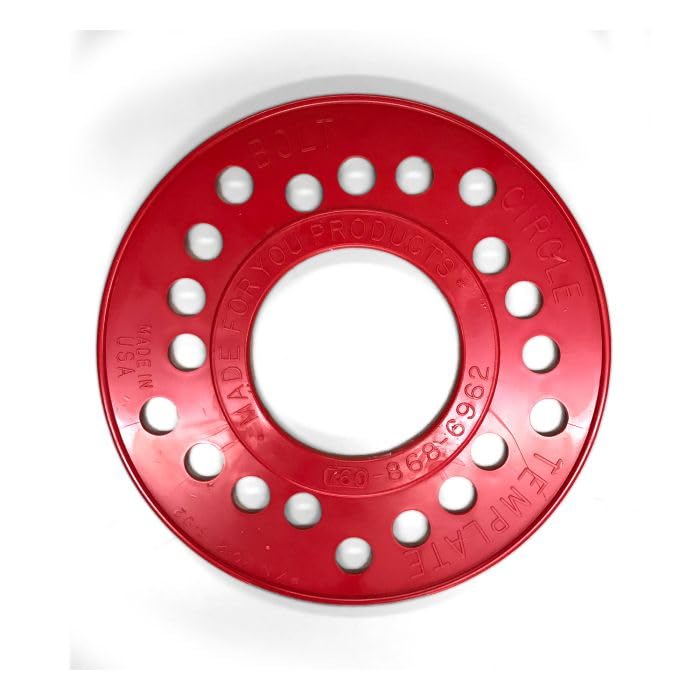 5 Lug SAE Wheel Bolt Circle Template: 4.5", 4.75", 5", and 5.5", RED