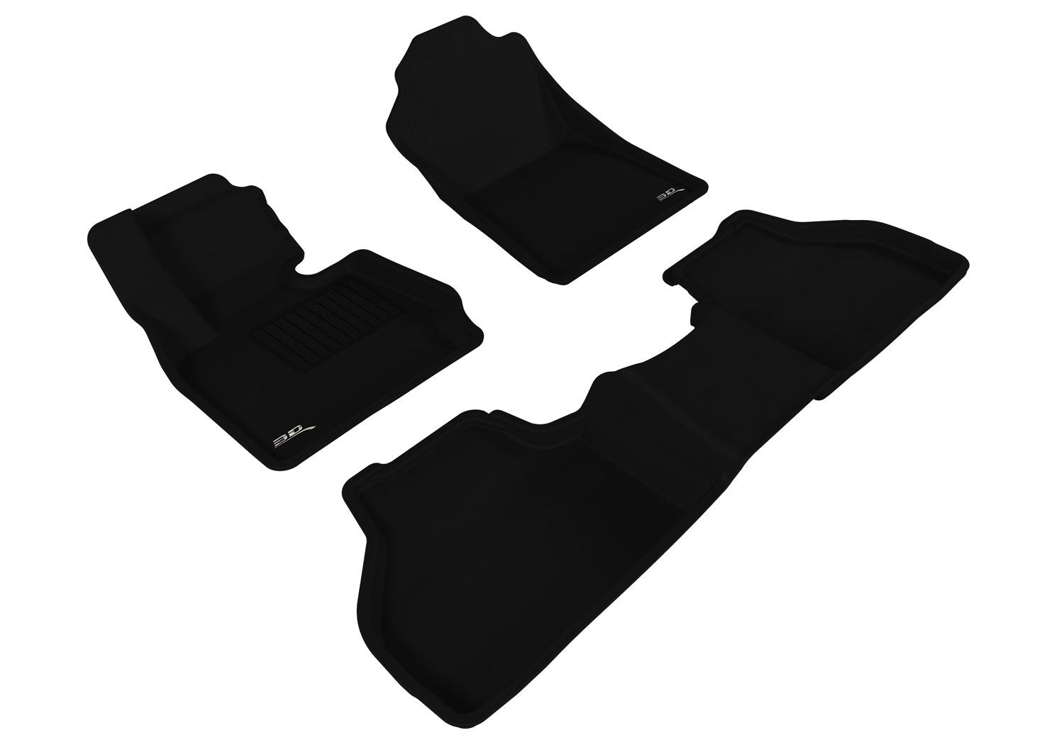 Complete Set 3D MAXpider Custom Fit All-Weather Floor Mat for Select BMW X3 (F25)/ X4 (F26) Models - Kagu Rubber (Black)