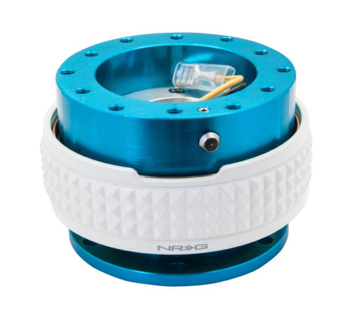 NRG Innovations Gen 2.1 NRG-SRK-210NB-GL Race Steering Wheel Quick Release Kit Adapter New Blue Body/Glow in the Dark Pyramid Ring, 6x70 and 6x74mm Bolt Patterns