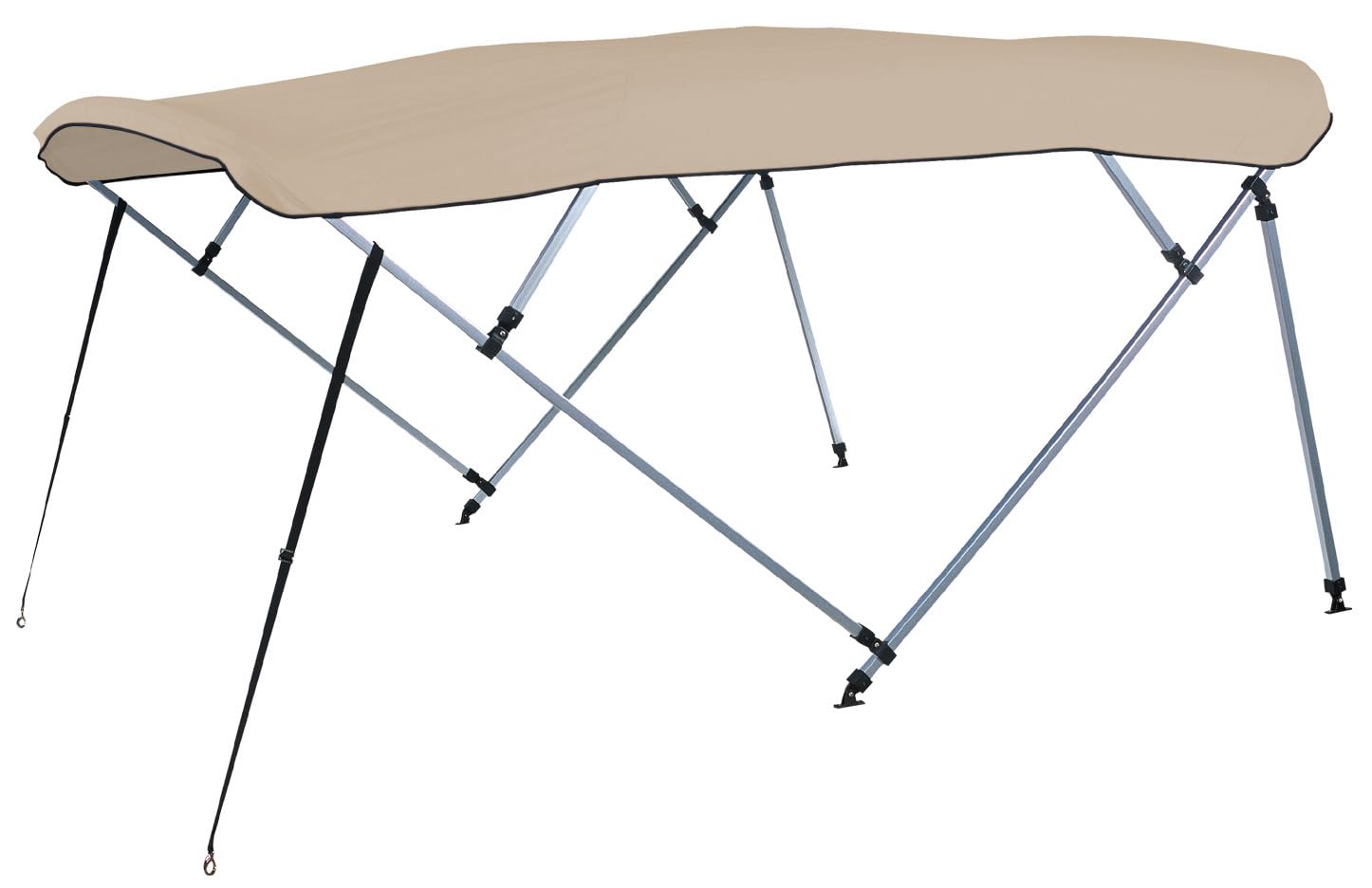 8'L CARVER A(8SQ) 4893UB-12 4-Bow SQ Tube Pontoon Bimini Top Kit - 48" H, Fits 96"-102" W, Linen