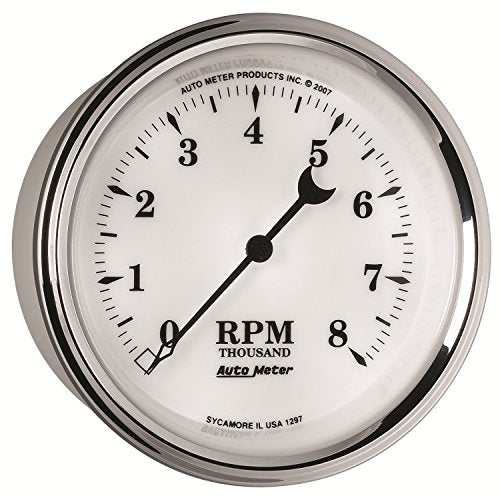 Auto Meter 3-3/8" Old Tyme White II 8000 RPM In-Dash Tachometer Gauge