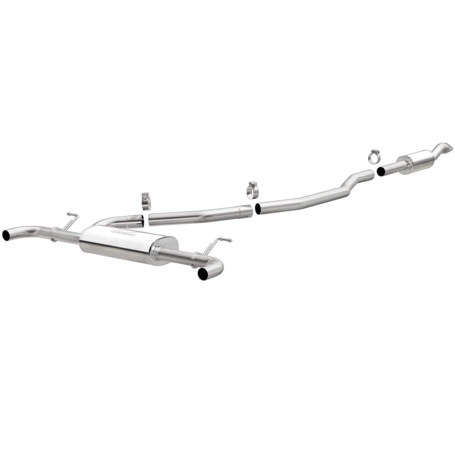 Cat-Back MagnaFlow Performance Exhaust System 15230 - Street Series, Stainless Steel 2.5in Main Piping, Dual Split Rear Exit, Polished Finish 2.25in Exhaust Tip - Domestic Vehicle Exhaust Kit