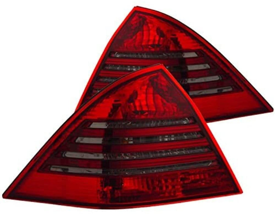 Chrome Euro Tail Light Set ANZO USA 221151-Red/Smoke Lens