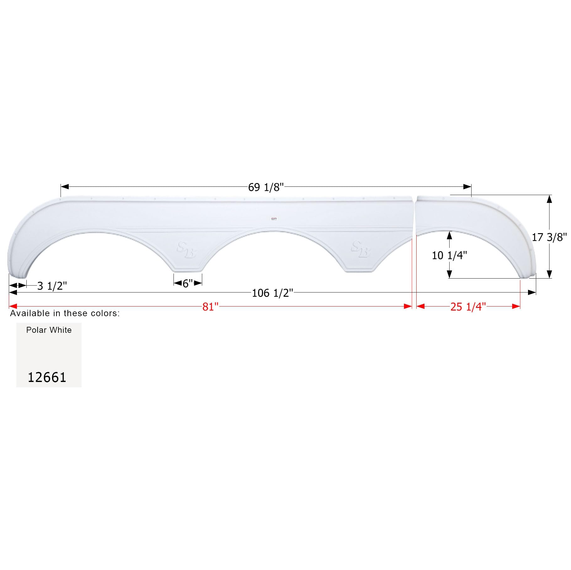 Fender Skirt, ICON Triple, Sunnybrook, FS2661, Polar White