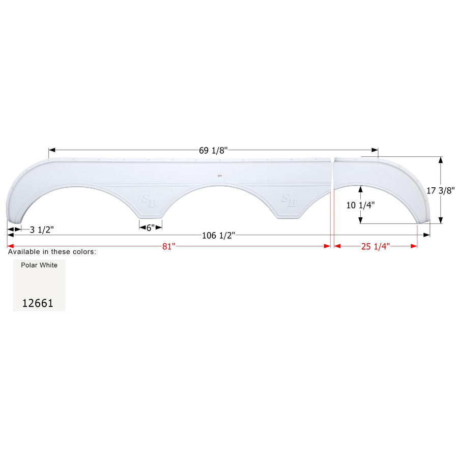 Fender Skirt, ICON Triple, Sunnybrook, FS2661, Polar White