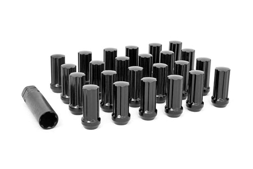 32-Piece Rough Country Lug Nut Set - M14x2.0 Thread, Bulge Acorn Style, Black Lug Nuts with Socket Key, Corrosion-Resistant for Aftermarket Wheels
